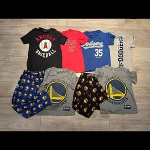 Dodgers, Angels, and Golden State Warriors of boys clothing tees and pajamas